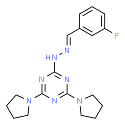 ChemSpider 2D Image | 3-fluorobenzaldehyde (4,6-dipyrrolidin-1-yl-1,3,5-triazin-2-yl)hydrazone | C18H22FN7