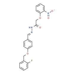 ChemSpider 2D Image | N'-[(E)-{4-[(2-Fluorobenzyl)oxy]phenyl}methylene]-2-(2-nitrophenoxy)acetohydrazide | C22H18FN3O5