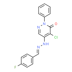 ChemSpider 2D Image | 4-Chloro-5-[(2E)-2-(4-fluorobenzylidene)hydrazino]-2-phenyl-3(2H)-pyridazinone | C17H12ClFN4O