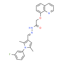 ChemSpider 2D Image | N'-{(E)-[1-(3-Fluorophenyl)-2,5-dimethyl-1H-pyrrol-3-yl]methylene}-2-(8-quinolinyloxy)acetohydrazide | C24H21FN4O2