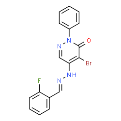 ChemSpider 2D Image | 4-Bromo-5-[(2E)-2-(2-fluorobenzylidene)hydrazino]-2-phenyl-3(2H)-pyridazinone | C17H12BrFN4O
