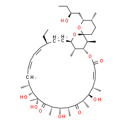 ChemSpider 2D Image | (1R,4Z,5'R,6S,6'R,7R,8S,10R,11S,12S,14R,15R,16R,18Z,20Z,22S,25R,27S,28S,29R)-22-Ethyl-7,11,14,15-tetrahydroxy-6'-[(2S)-2-hydroxybutyl]-5',6,8,10,12,14,16,28,29-nonamethyl-3',4',5',6'-tetrahydro-3H,9H,
13H-spiro[2,26-dioxabicyclo[23.3.1]nonacosa-4,18,20-triene-27,2'-pyran]-3,9,13-trione | C46H76O11
