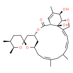ChemSpider 2D Image | (1'R,2R,4'R,5S,6S,8'R,10'Z,14'Z,16'Z,20'S,21'R,24'R)-21',24'-Dihydroxy-5,6,11',13',22'-pentamethyl-3,4,5,6-tetrahydro-2'H-spiro[pyran-2,6'-[3,7,19]trioxatetracyclo[15.6.1.1~4,8~.0~20,24~]pentacosa[10,
14,16,22]tetraen]-2'-one | C31H44O7
