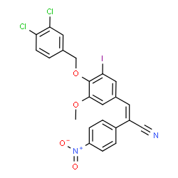 ChemSpider 2D Image | (2E)-3-{4-[(3,4-Dichlorobenzyl)oxy]-3-iodo-5-methoxyphenyl}-2-(4-nitrophenyl)acrylonitrile | C23H15Cl2IN2O4