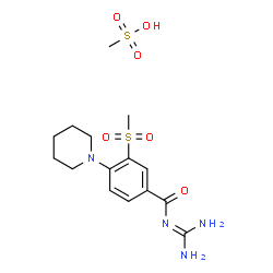 ChemSpider 2D Image | (3-methylsulphonyl-4-piperidinobenzoyl)guanidine methanesulphonate | C15H24N4O6S2