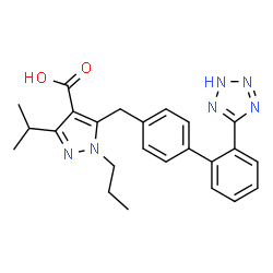 ChemSpider 2D Image | 3-Isopropyl-1-propyl-5-{[2'-(2H-tetrazol-5-yl)-4-biphenylyl]methyl}-1H-pyrazole-4-carboxylic acid | C24H26N6O2