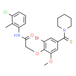 ChemSpider 2D Image | 2-[2-Bromo-6-methoxy-4-(1-piperidinylcarbonothioyl)phenoxy]-N-(3-chloro-2-methylphenyl)acetamide | C22H24BrClN2O3S