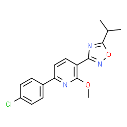 ChemSpider 2D Image | 6-(4-Chlorophenyl)-3-(5-isopropyl-1,2,4-oxadiazol-3-yl)-2-methoxypyridine | C17H16ClN3O2