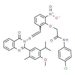 ChemSpider 2D Image | N-(4-Chlorophenyl)-2-[2-({[2-(5-isopropyl-4-methoxy-2-methylphenyl)-4-oxo-3(4H)-quinazolinyl]imino}methyl)-6-nitrophenoxy]acetamide | C34H30ClN5O6
