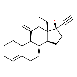 ChemSpider 2D Image | (8S,9S,13S,14S,17R)-13-Ethyl-17-ethynyl-11-methylene-2,3,6,7,8,9,10,11,12,13,14,15,16,17-tetradecahydro-1H-cyclopenta[a]phenanthren-17-ol | C22H30O