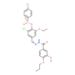 ChemSpider 2D Image | 2-Chloro-6-ethoxy-4-{(Z)-[(3-methoxy-4-propoxybenzoyl)hydrazono]methyl}phenyl 4-chlorobenzenesulfonate | C26H26Cl2N2O7S