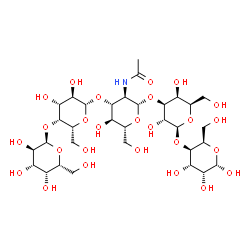 ChemSpider 2D Image | alpha-D-Galactopyranosyl-(1->4)-beta-D-galactopyranosyl-(1->3)-2-acetamido-2-deoxy-beta-D-glucopyranosyl-(1->3)-beta-D-galactopyranosyl-(1->4)-alpha-D-gulopyranose | C32H55NO26