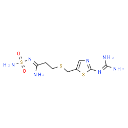 ChemSpider 2D Image | (1Z)-3-[({2-[(Diaminomethylene)amino]-1,3-thiazol-5-yl}methyl)sulfanyl]-N'-sulfamoylpropanimidamide | C8H15N7O2S3