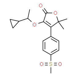ChemSpider 2D Image | 3-(1-Cyclopropylethoxy)-5,5-dimethyl-4-[4-(methylsulfonyl)phenyl]-2(5H)-furanone | C18H22O5S