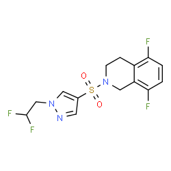 ChemSpider 2D Image | 2-{[1-(2,2-Difluoroethyl)-1H-pyrazol-4-yl]sulfonyl}-5,8-difluoro-1,2,3,4-tetrahydroisoquinoline | C14H13F4N3O2S