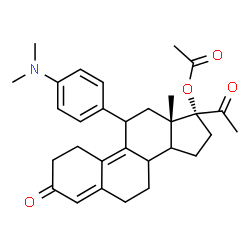ChemSpider 2D Image | (8xi,14xi)-11-[4-(Dimethylamino)phenyl]-3,20-dioxo-19-norpregna-4,9-dien-17-yl acetate | C30H37NO4