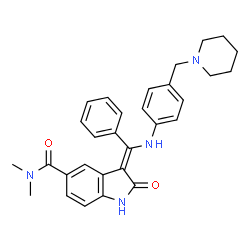 ChemSpider 2D Image | (3Z)-N,N-Dimethyl-2-oxo-3-(phenyl{[4-(1-piperidinylmethyl)phenyl]amino}methylene)-5-indolinecarboxamide | C30H32N4O2