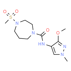 ChemSpider 2D Image | N-(3-Methoxy-1-methyl-1H-pyrazol-4-yl)-4-(methylsulfonyl)-1,4-diazepane-1-carboxamide | C12H21N5O4S