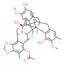 ChemSpider 2D Image | (1S,12'S,14'R)-5',6,12'-Trihydroxy-6',7-dimethoxy-2,7',21'-trimethyl-27'-oxo-3,4-dihydro-2H-spiro[isoquinoline-1,26'-[17,19,28]trioxa[24]thia[13,30]diazaheptacyclo[12.9.6.1~3,11~.0~2,13~.0~4,9~.0~15,2
3~.0~16,20~]triaconta[4,6,8,15,20,22]hexaen]-22'-yl acetate | C39H43N3O11S