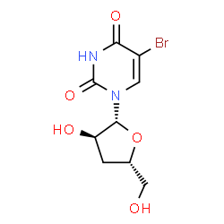 ChemSpider 2D Image | 5-Bromo-3'-deoxyuridine | C9H11BrN2O5