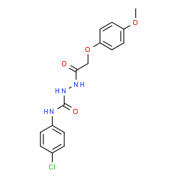 ChemSpider 2D Image | N-(4-Chlorophenyl)-2-[(4-methoxyphenoxy)acetyl]hydrazinecarboxamide | C16H16ClN3O4