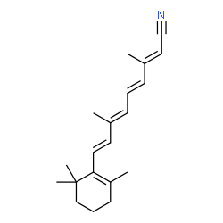 ChemSpider 2D Image | (2E,4E,6E,8E)-3,7-Dimethyl-9-(2,6,6-trimethyl-1-cyclohexen-1-yl)-2,4,6,8-nonatetraenenitrile | C20H27N