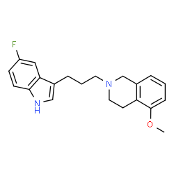 ChemSpider 2D Image | 2-[3-(5-Fluoro-1H-indol-3-yl)propyl]-5-methoxy-1,2,3,4-tetrahydroisoquinoline | C21H23FN2O