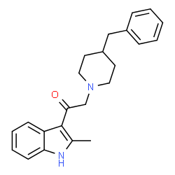 ChemSpider 2D Image | 2-(4-Benzyl-1-piperidinyl)-1-(2-methyl-1H-indol-3-yl)ethanone | C23H26N2O