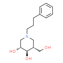 ChemSpider 2D Image | (3R,4R,5R)-5-(Hydroxymethyl)-1-(3-phenylpropyl)-3,4-piperidinediol | C15H23NO3