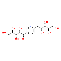 ChemSpider 2D Image | (1R,2R,3R,4R)-1-{5-[(2R,3S,4R)-2,3,4,5-Tetrahydroxypentyl]-2-pyrazinyl}-1,2,3,4,5-pentanepentol | C14H24N2O9