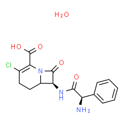 ChemSpider 2D Image | (7S)-7-{[(2R)-2-Amino-2-phenylacetyl]amino}-3-chloro-8-oxo-1-azabicyclo[4.2.0]oct-2-ene-2-carboxylic acid hydrate (1:1) | C16H18ClN3O5