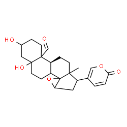 ChemSpider 2D Image | (8xi,10xi,13xi,14xi,17xi)-3,5-Dihydroxy-19-oxo-14,15-epoxybufa-20,22-dienolide | C24H30O6
