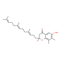 ChemSpider 2D Image | 6-Hydroxy-2,7,8-trimethyl-2-[(3E,7E)-4,8,12-trimethyl-3,7,11-tridecatrien-1-yl]-2,3-dihydro-4H-chromen-4-one | C28H40O3