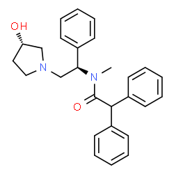 ChemSpider 2D Image | N-{(1R)-2-[(3S)-3-Hydroxy-1-pyrrolidinyl]-1-phenylethyl}-N-methyl-2,2-diphenylacetamide | C27H30N2O2