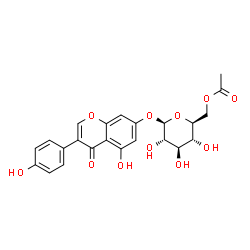 ChemSpider 2D Image | 5-Hydroxy-3-(4-hydroxyphenyl)-4-oxo-4H-chromen-7-yl 6-O-acetyl-beta-L-glucopyranoside | C23H22O11