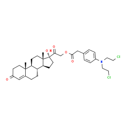 ChemSpider 2D Image | 17-Hydroxy-3,20-dioxopregn-4-en-21-yl {4-[bis(2-chloroethyl)amino]phenyl}acetate | C33H43Cl2NO5