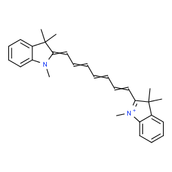 ChemSpider 2D Image | 1,3,3-Trimethyl-2-[7-(1,3,3-trimethyl-1,3-dihydro-2H-indol-2-ylidene)-1,3,5-heptatrien-1-yl]-3H-indolium | C29H33N2