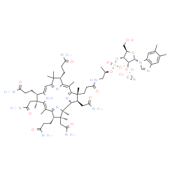 ChemSpider 2D Image | cobaltous;[(2R,3S,4R,5S)-5-(5,6-dimethylbenzimidazol-1-yl)-4-hydroxy-2-(hydroxymethyl)tetrahydrofuran-3-yl] [(1R)-1-methyl-2-[3-[(1R,2R,3R,5Z,7S,10Z,12S,13S,14Z,17S,18S,19R)-2,13,18-tris(2-amino-2-oxo-ethyl)-7,12,17-tris(3-amino-3-oxo-propyl)-3,5,8,8,13,15,18,19-octamethyl-1,2,7,12,17,23-hexahydrocorrin-3-yl]propanoylamino]ethyl] phosphate;cyanide | C63H89CoN14O14P