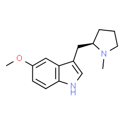 ChemSpider 2D Image | 5-Methoxy-3-((R)-1-methyl-pyrrolidin-2-ylmethyl)-1H-indole | C15H20N2O