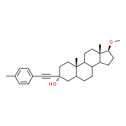 ChemSpider 2D Image | (3alpha,8xi,9xi,14xi,17beta)-17-Methoxy-3-[(4-methylphenyl)ethynyl]androstan-3-ol | C29H40O2
