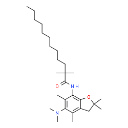 ChemSpider 2D Image | N-[5-(Dimethylamino)-2,2,4,6-tetramethyl-2,3-dihydro-1-benzofuran-7-yl]-2,2-dimethyldodecanamide | C28H48N2O2