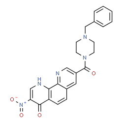 ChemSpider 2D Image | 8-[(4-Benzyl-1-piperazinyl)carbonyl]-3-nitro-1,10-phenanthrolin-4(1H)-one | C24H21N5O4