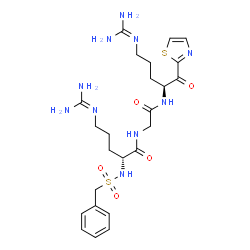 ChemSpider 2D Image | N~2~-(Benzylsulfonyl)-N~5~-(diaminomethylene)-N-(2-{[(2S)-5-[(diaminomethylene)amino]-1-oxo-1-(1,3-thiazol-2-yl)-2-pentanyl]amino}-2-oxoethyl)-D-ornithinamide | C24H36N10O5S2