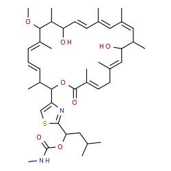 ChemSpider 2D Image | 1-{4-[(4E,6E,11E,13E,15Z,19E,22E)-10,18-Dihydroxy-8-methoxy-3,7,9,13,15,17,20,23-octamethyl-24-oxooxacyclotetracosa-4,6,11,13,15,19,22-heptaen-2-yl]-1,3-thiazol-2-yl}-3-methylbutyl methylcarbamate | C42H62N2O7S