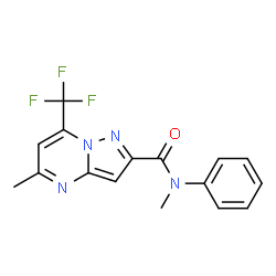 ChemSpider 2D Image | N,5-Dimethyl-N-phenyl-7-(trifluoromethyl)pyrazolo[1,5-a]pyrimidine-2-carboxamide | C16H13F3N4O