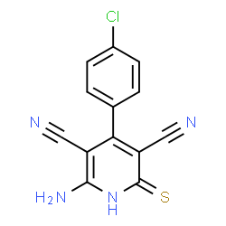 ChemSpider 2D Image | 6-Amino-4-(4-chlorophenyl)-2-thioxo-1,2-dihydro-3,5-pyridinedicarbonitrile | C13H7ClN4S