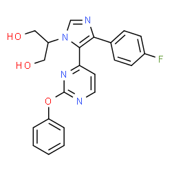 ChemSpider 2D Image | 2-[4-(4-Fluorophenyl)-5-(2-phenoxy-4-pyrimidinyl)-1H-imidazol-1-yl]-1,3-propanediol | C22H19FN4O3