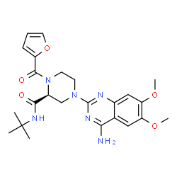 ChemSpider 2D Image | (2S)-4-(4-Amino-6,7-dimethoxy-2-quinazolinyl)-1-(2-furoyl)-N-(2-methyl-2-propanyl)-2-piperazinecarboxamide | C24H30N6O5