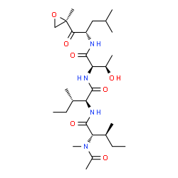 ChemSpider 2D Image | N-Acetyl-N-methyl-L-isoleucyl-L-isoleucyl-N-{(2S)-4-methyl-1-[(2R)-2-methyl-2-oxiranyl]-1-oxo-2-pentanyl}-D-allothreoninamide | C28H50N4O7
