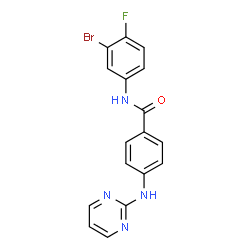 ChemSpider 2D Image | N-(3-Bromo-4-fluorophenyl)-4-(2-pyrimidinylamino)benzamide | C17H12BrFN4O